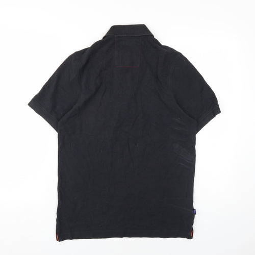 Luke 1977 Mens Black Cotton Polo Size M Collared Button