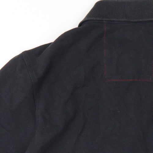 Luke 1977 Mens Black Cotton Polo Size M Collared Button