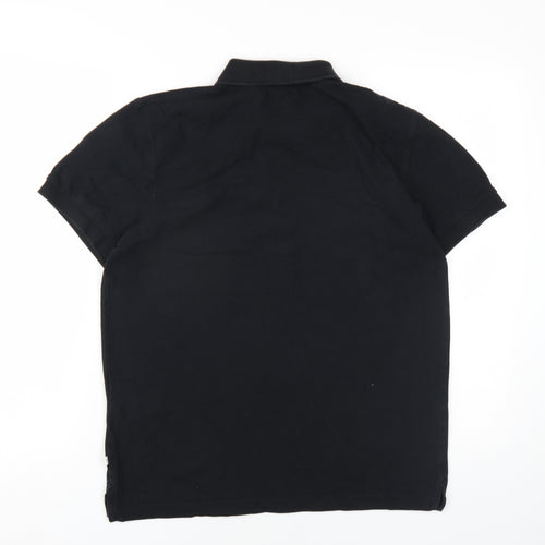 Selected Homme Mens Black Cotton Polo Size S Collared Button