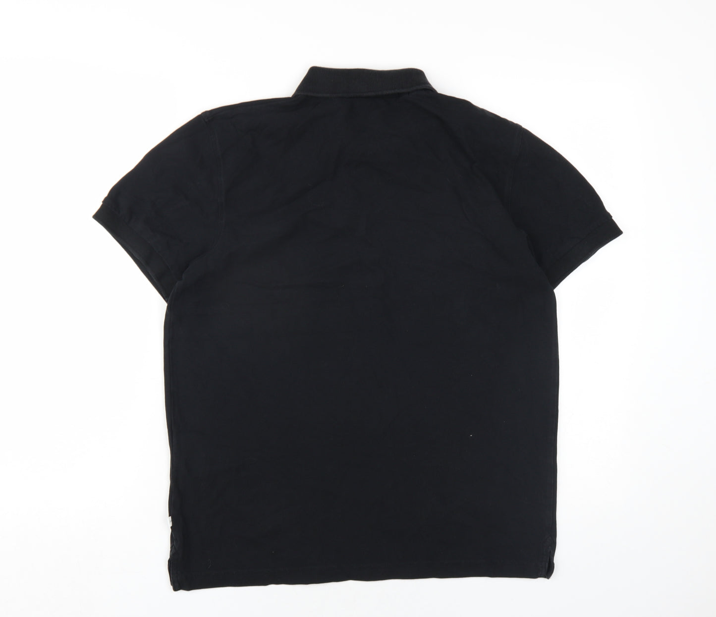 Selected Homme Mens Black Cotton Polo Size S Collared Button