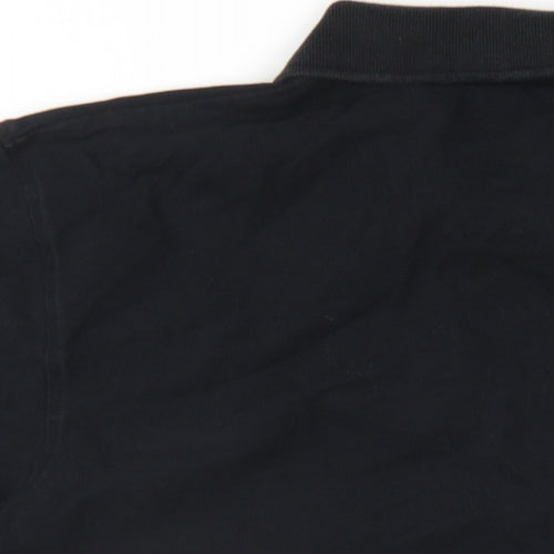 Selected Homme Mens Black Cotton Polo Size S Collared Button