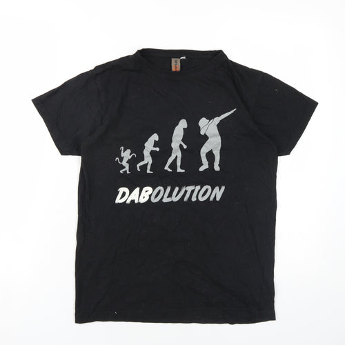 Urban Outlaws Boys Black Cotton Basic T-Shirt Size 13-14 Years Round Neck Pullover