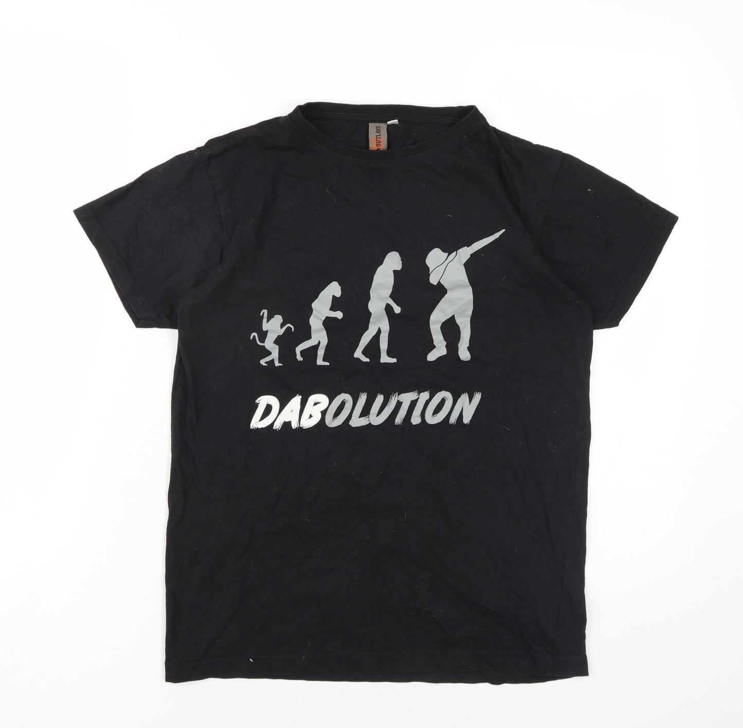 Urban Outlaws Boys Black Cotton Basic T-Shirt Size 13-14 Years Round Neck Pullover