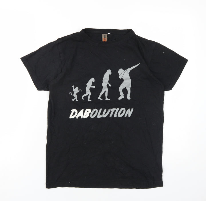Urban Outlaws Boys Black Cotton Basic T-Shirt Size 13-14 Years Round Neck Pullover