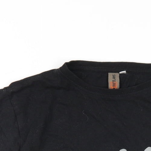 Urban Outlaws Boys Black Cotton Basic T-Shirt Size 13-14 Years Round Neck Pullover