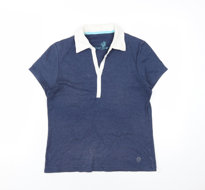 DASH Womens Blue Cotton Basic Blouse Size 10 Collared