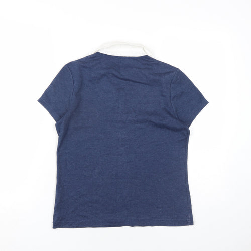 DASH Womens Blue Cotton Basic Blouse Size 10 Collared