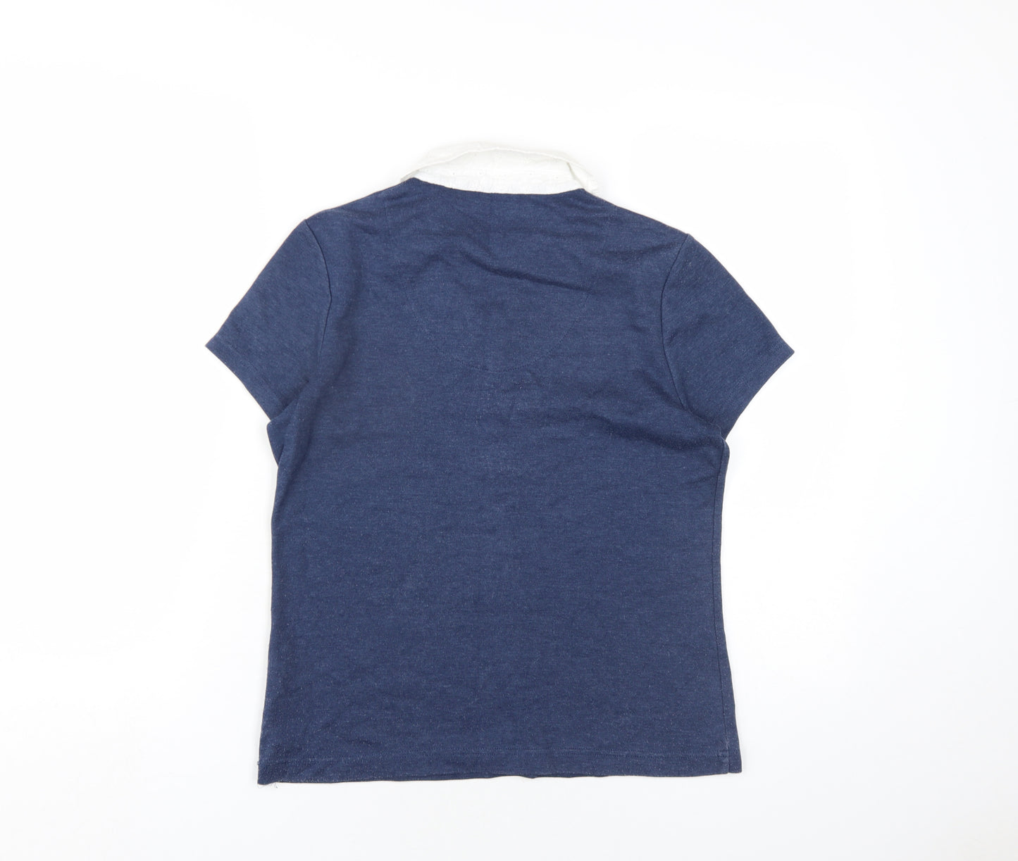 DASH Womens Blue Cotton Basic Blouse Size 10 Collared