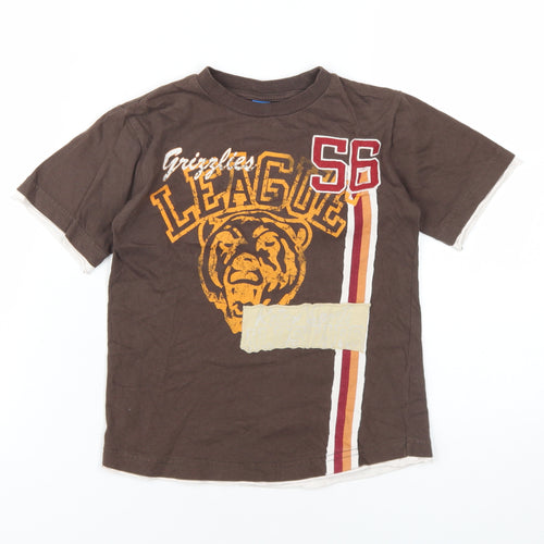 Adams Boys Brown Cotton Basic T-Shirt Size 5 Years Round Neck Pullover