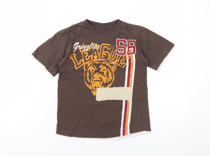 Adams Boys Brown Cotton Basic T-Shirt Size 5 Years Round Neck Pullover