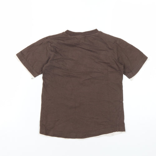Adams Boys Brown Cotton Basic T-Shirt Size 5 Years Round Neck Pullover