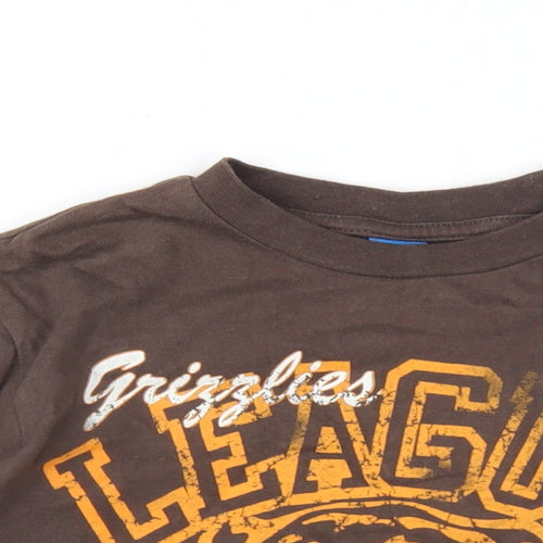 Adams Boys Brown Cotton Basic T-Shirt Size 5 Years Round Neck Pullover