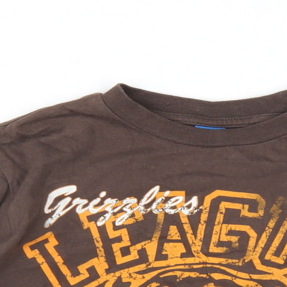 Adams Boys Brown Cotton Basic T-Shirt Size 5 Years Round Neck Pullover