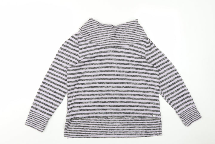 TIGI Womens Purple Roll Neck Striped Viscose Pullover Jumper Size 14