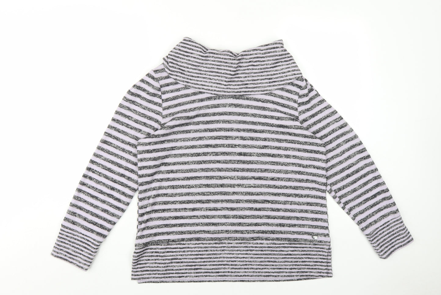 TIGI Womens Purple Roll Neck Striped Viscose Pullover Jumper Size 14
