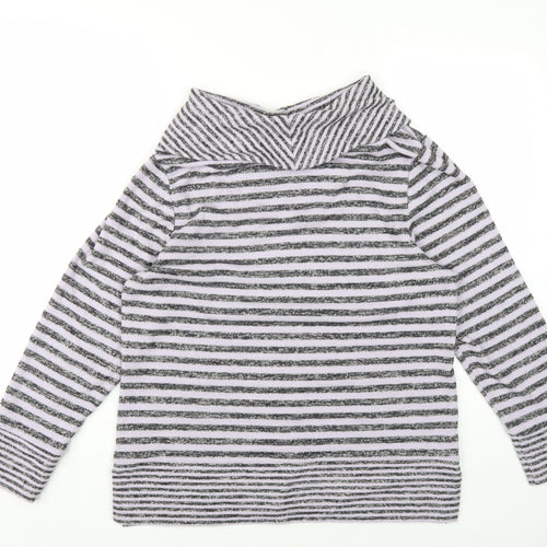 TIGI Womens Purple Roll Neck Striped Viscose Pullover Jumper Size 14