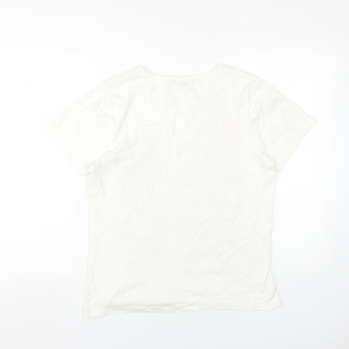 Bonmarché Womens White Cotton Basic T-Shirt Size M Round Neck