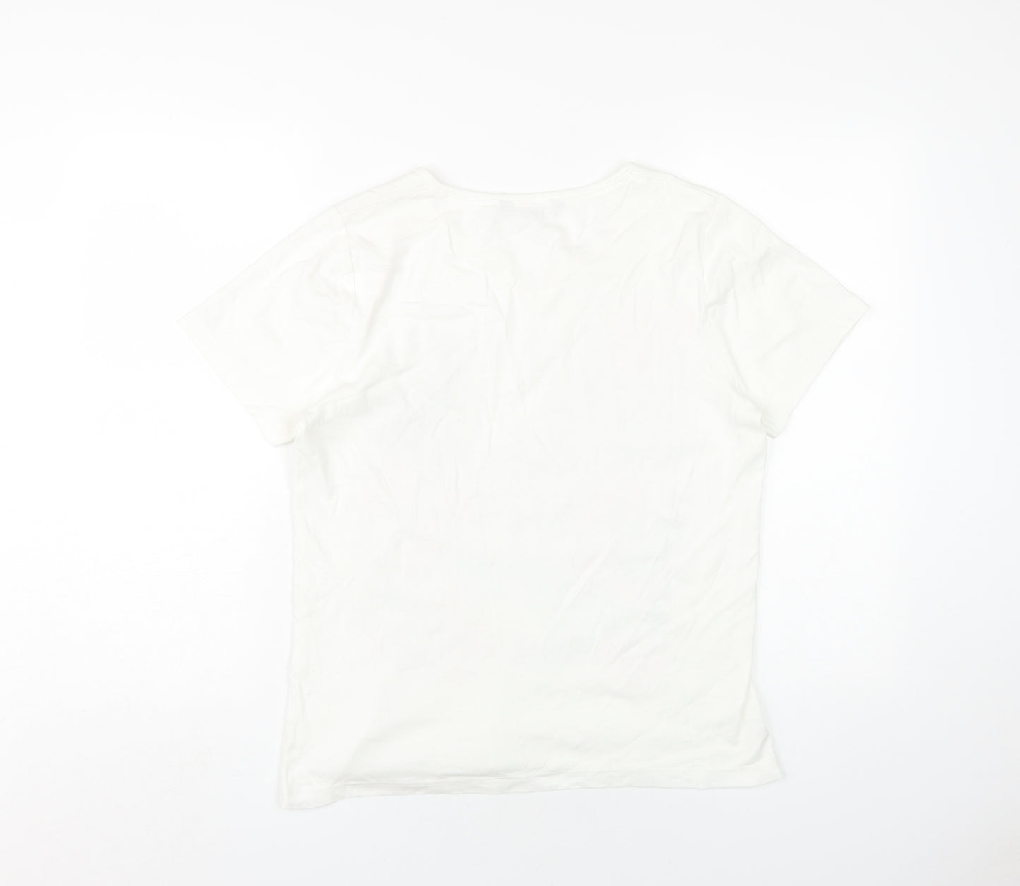 Bonmarché Womens White Cotton Basic T-Shirt Size M Round Neck