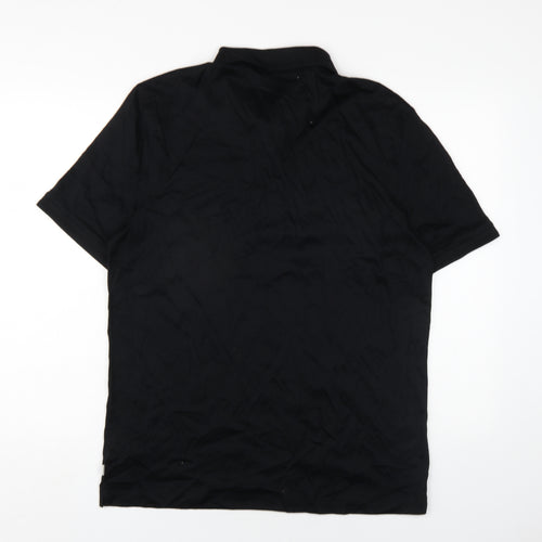 Autograph Mens Black Cotton Polo Size L Collared Button