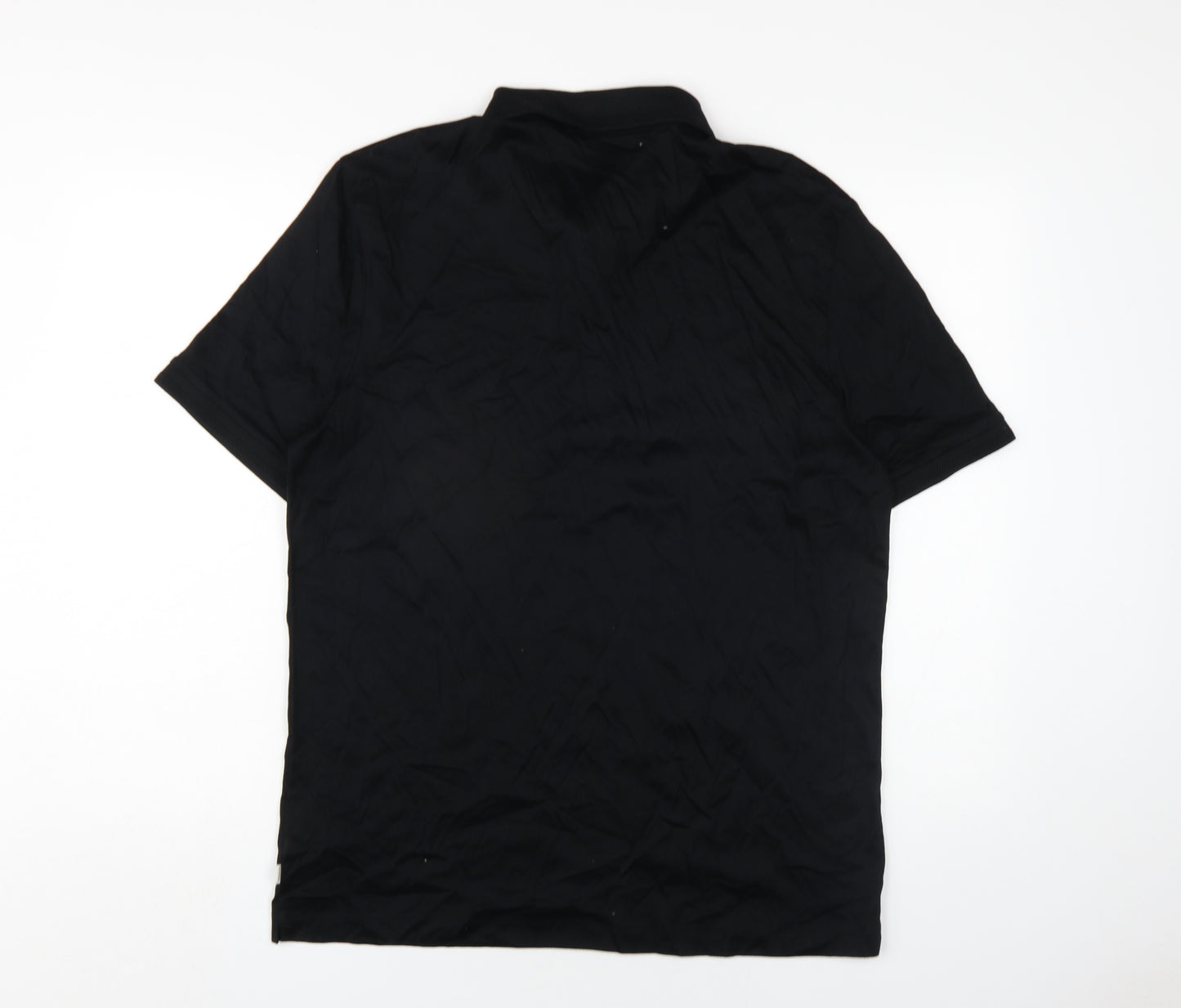 Autograph Mens Black Cotton Polo Size L Collared Button