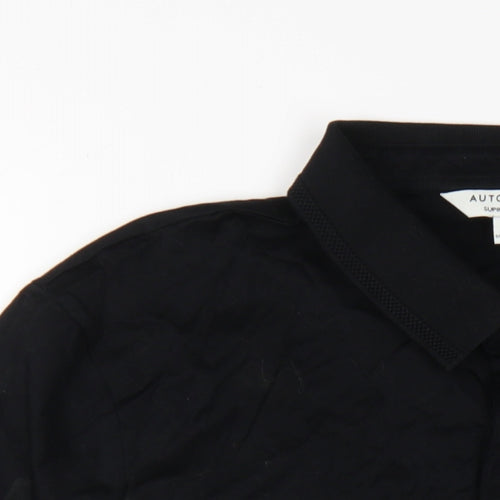 Autograph Mens Black Cotton Polo Size L Collared Button