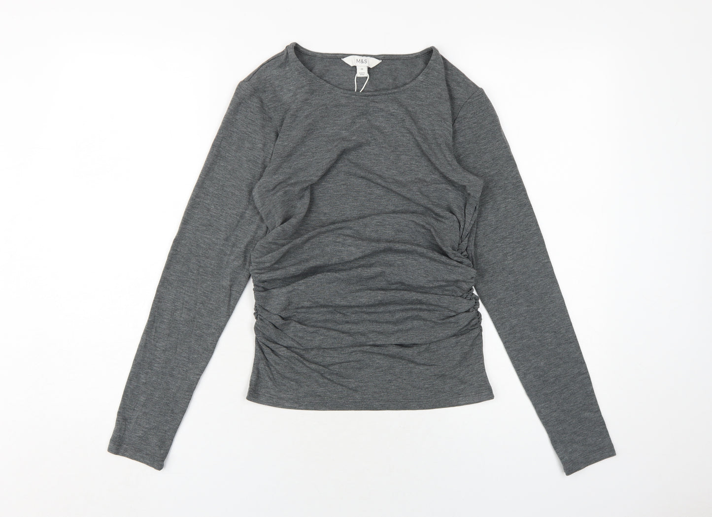Marks and Spencer Womens Grey Acrylic Basic T-Shirt Size 10 Round Neck