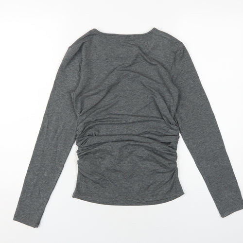 Marks and Spencer Womens Grey Acrylic Basic T-Shirt Size 10 Round Neck