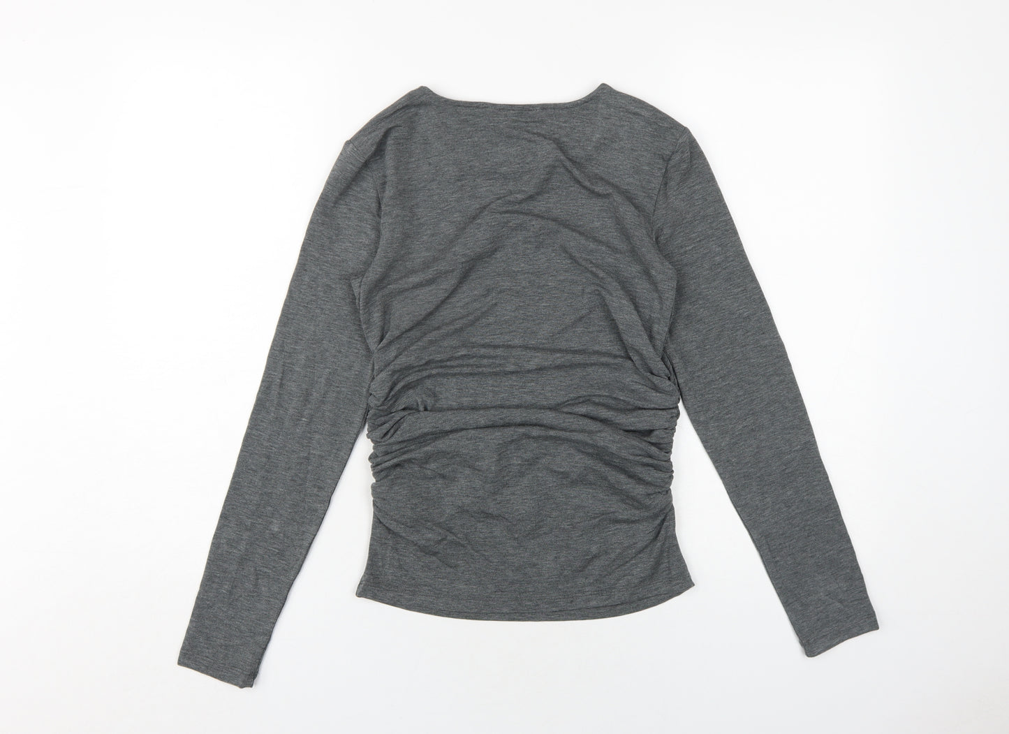 Marks and Spencer Womens Grey Acrylic Basic T-Shirt Size 10 Round Neck