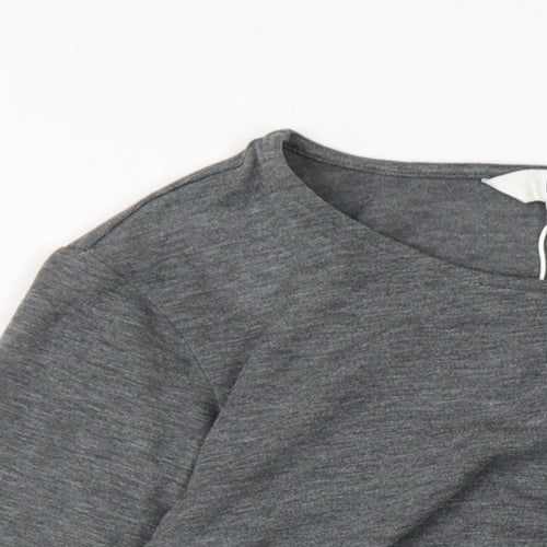 Marks and Spencer Womens Grey Acrylic Basic T-Shirt Size 10 Round Neck