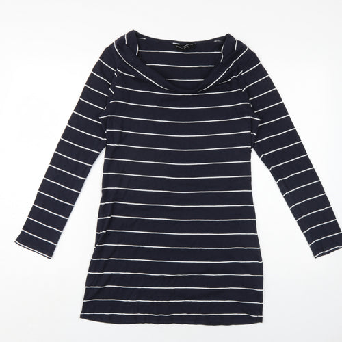 Dorothy Perkins Womens Blue Striped Cotton Bodycon Size 16 Cowl Neck Pullover