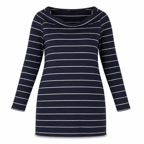Dorothy Perkins Womens Blue Striped Cotton Bodycon Size 16 Cowl Neck Pullover