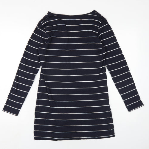 Dorothy Perkins Womens Blue Striped Cotton Bodycon Size 16 Cowl Neck Pullover