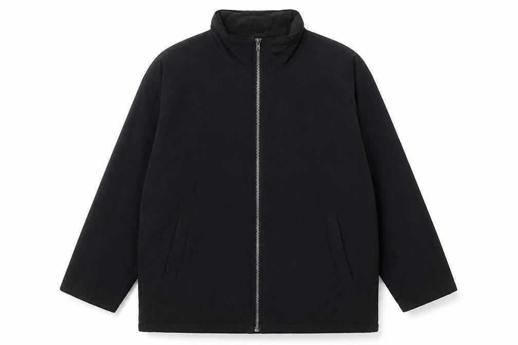 Front view of Sand Men men’s black jacket coat, size XL, zip