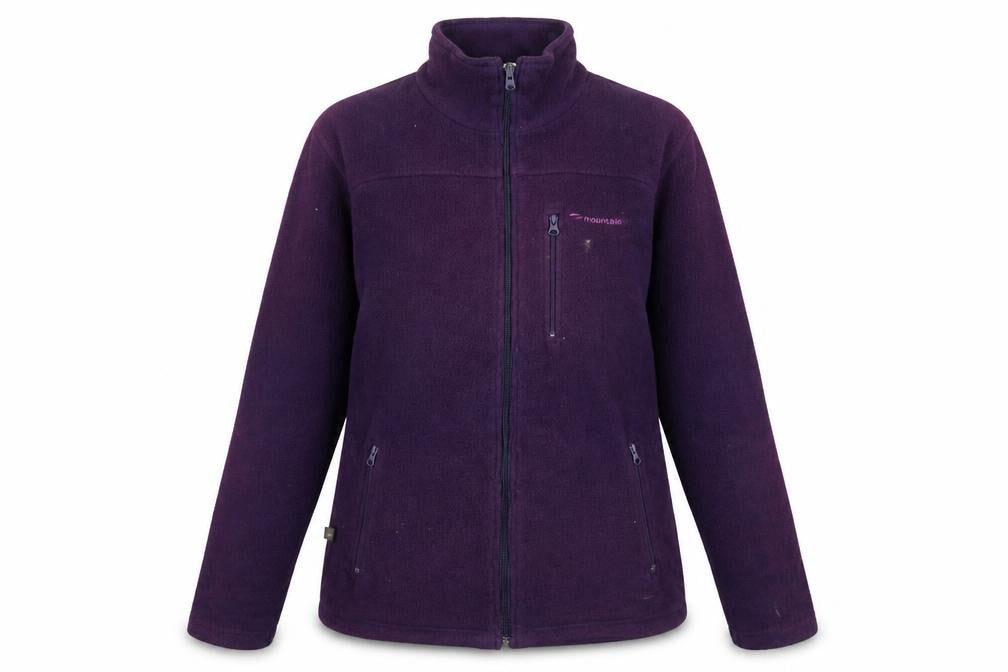 Front view of Mountain Life women’s purple jacket, size UK 8, zip