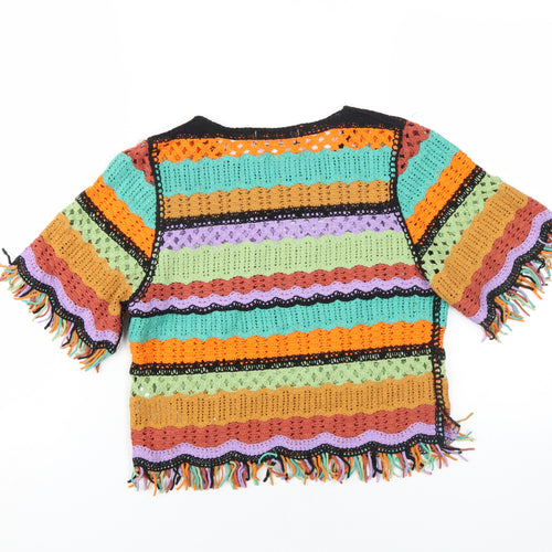 Angeleye Womens Multicoloured Round Neck Striped Cotton Pullover Jumper One Size