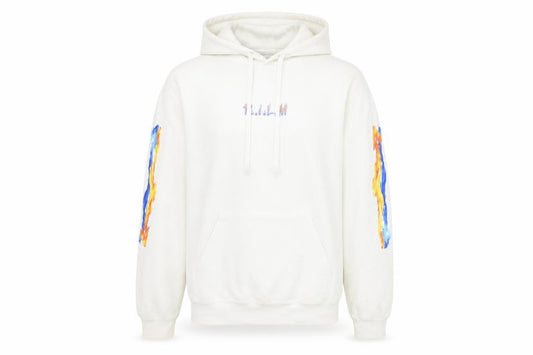Front view of People Aren't Like Me women’s white cotton pullover hoodie, size M, pullover - p.a.l.m
