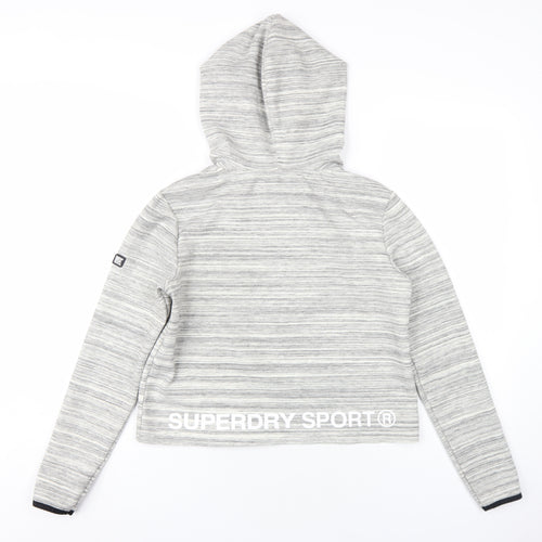 Superdry Womens Grey Polyester Pullover Hoodie Size S Zip