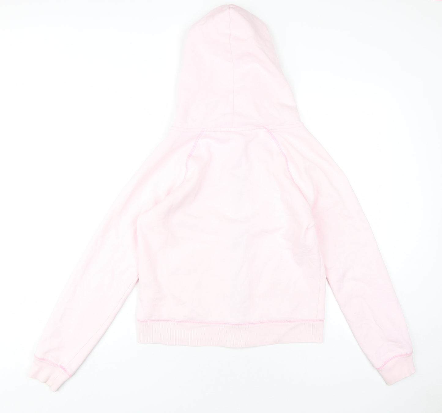 PINK Womens Pink Cotton Full Zip Hoodie Size M Zip