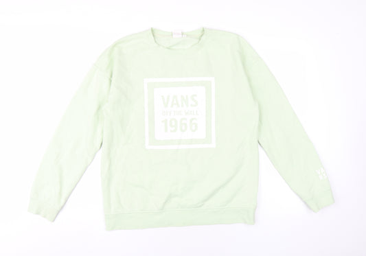 VANS Womens Green Cotton Pullover Sweatshirt Size M Pullover