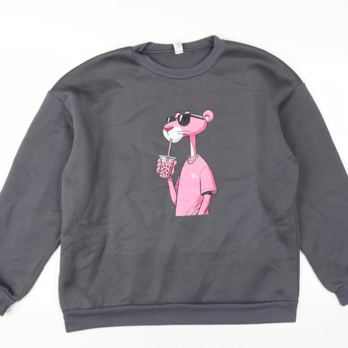 Pink Panther Mens Grey Polyester Pullover Sweatshirt Size L