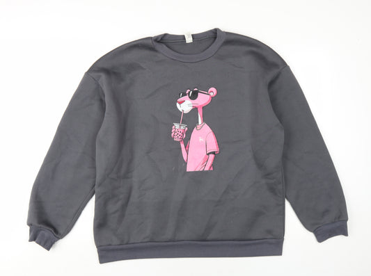 Pink Panther Mens Grey Polyester Pullover Sweatshirt Size L