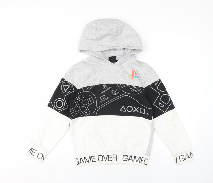 PlayStation Boys Multicoloured Geometric Cotton Pullover Hoodie Size 10 Years Pullover