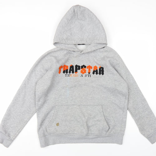 Trapstar Mens Grey Cotton Pullover Hoodie Size L