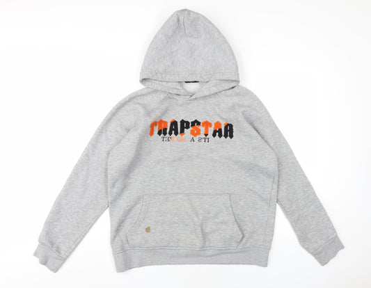 Trapstar Mens Grey Cotton Pullover Hoodie Size L