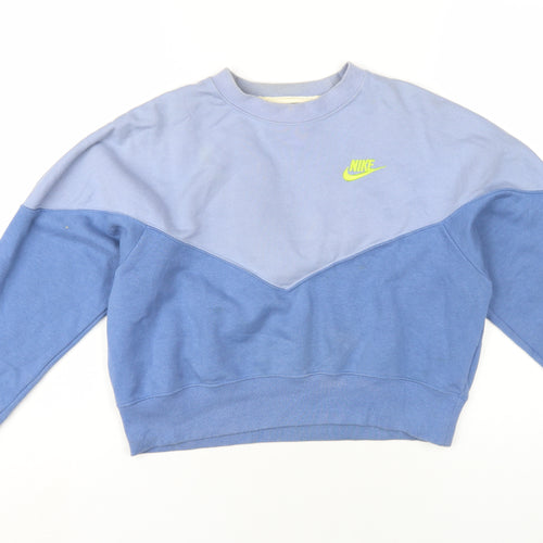 Nike Womens Blue Cotton Pullover Sweatshirt Size M Pullover