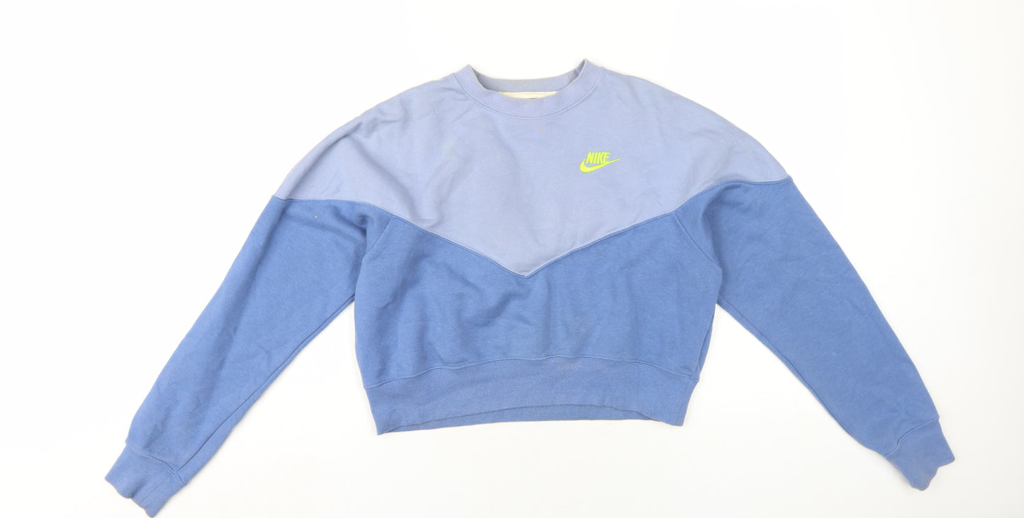 Nike Womens Blue Cotton Pullover Sweatshirt Size M Pullover