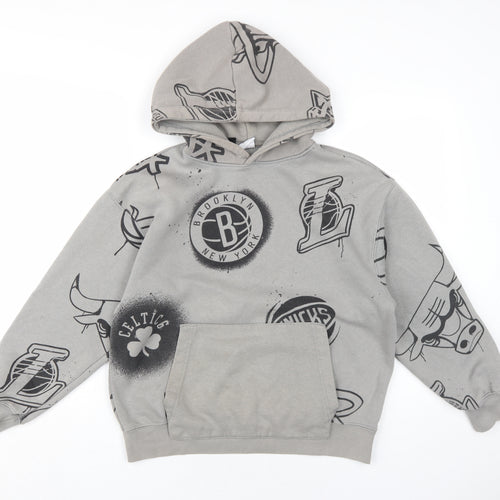 NBA Boys Grey Cotton Pullover Hoodie Size 13-14 Years Pullover - Basketball Teams