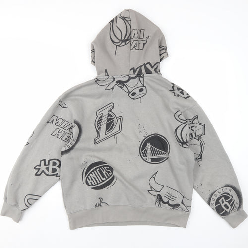 NBA Boys Grey Cotton Pullover Hoodie Size 13-14 Years Pullover - Basketball Teams