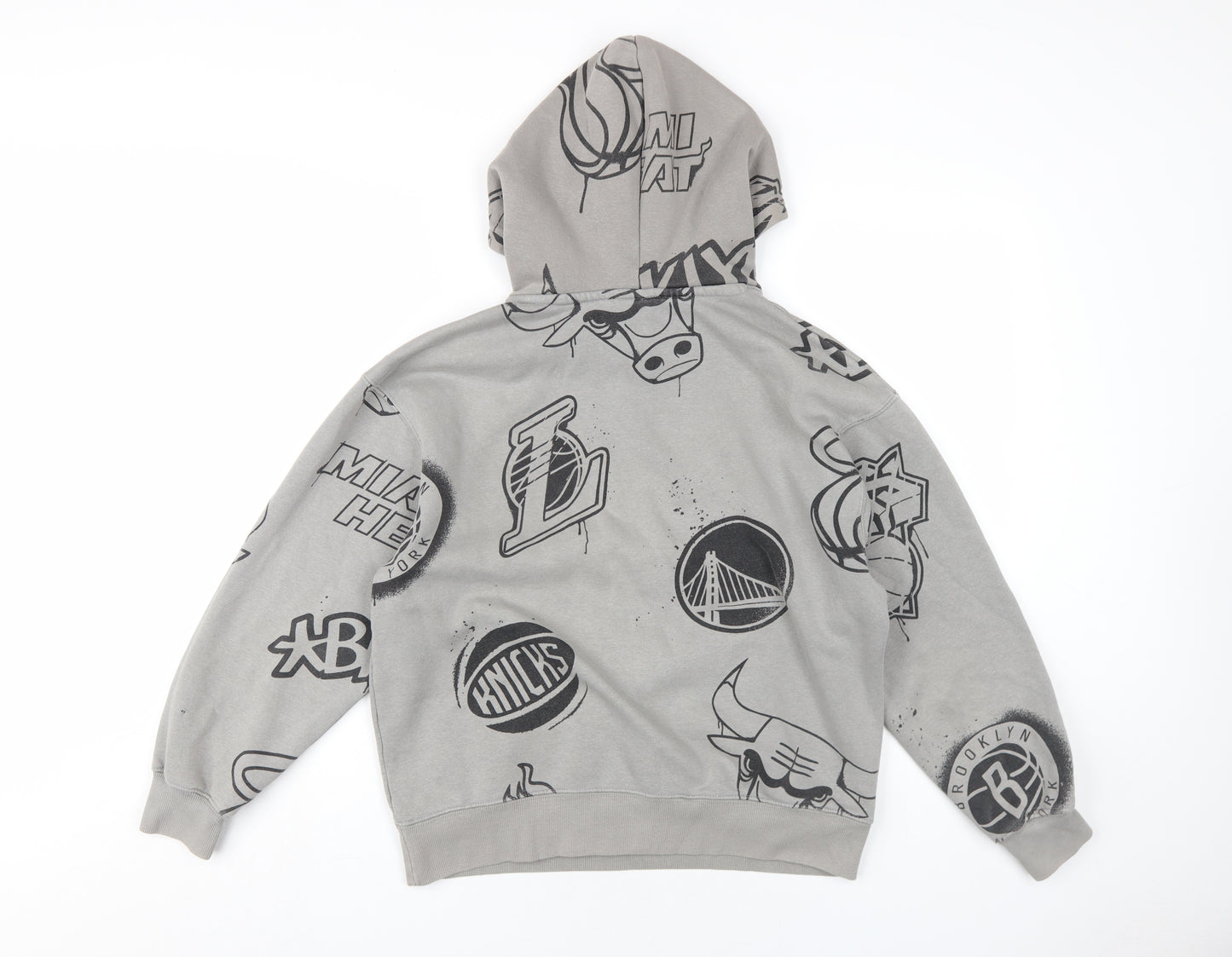 NBA Boys Grey Cotton Pullover Hoodie Size 13-14 Years Pullover - Basketball Teams