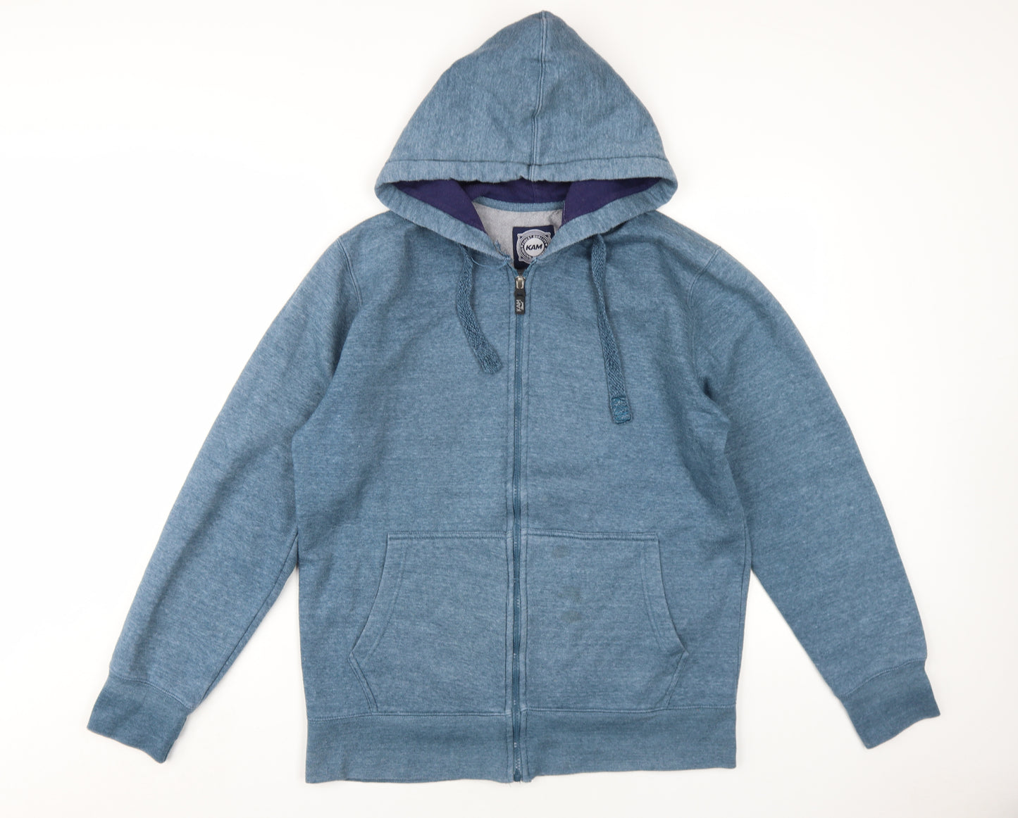 KAM Mens Blue Cotton Full Zip Hoodie Size L